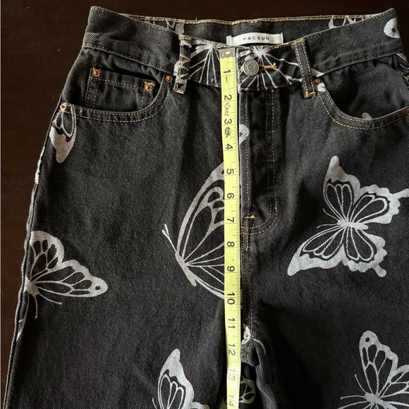 PacSun Eco Women’s Butterfly High Waisted & Rise Straight Cropped Black Jeans 25 - Picture 6 of 15